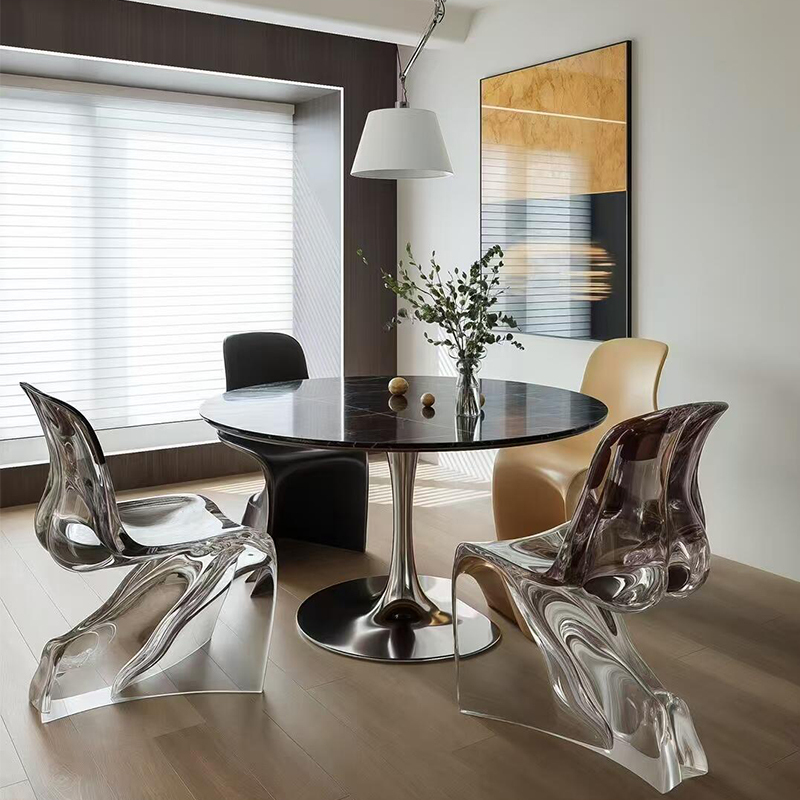Designer Transparent Resin Dining Chair Crystal Pantone Chair Modern Living Room Creative Irregular Shape Human Body Backrest Chair