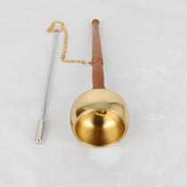 Thickened pure copper chime 5 5cm diameter wooden handle to celebrate fine ritual instrument straight handle to celebrate