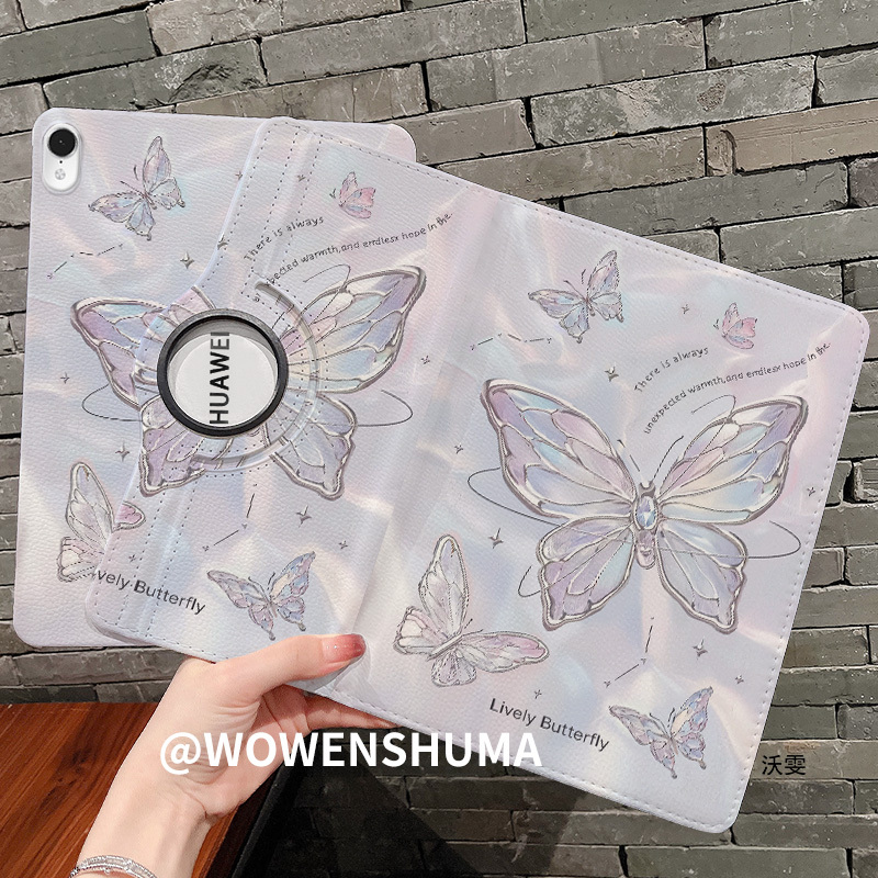 360 ° Rotating Leather Case Suitable for Huawei Matepad Air Protective Case 11.5S Creative Stand Pro11 Tablet Honor 9 Full-Cover Silicone C5/C7 Pen Slot Matepad Se Purple Butterfly