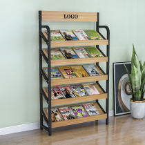 Iron wooden newspaper rack magazine rack book picture book display rack promotional material rack book rack newspaper rack office storage rack