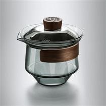 Glass tureen teacup heat-resistant and anti-scalding three-cup tureen single tea bowl large Kung Fu tea