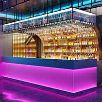 Internet celebrity bar wine cabinet wall-mounted industrial style illuminated bar iron display rack creative red wine rack