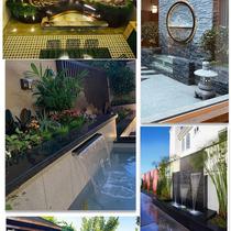 Black painted stainless steel water outlet waterfall garden courtyard water curtain wall water curtain fish pond landscaping artificial stacked water
