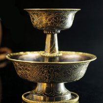Tibetan protector cup imported from Nepal copper Tibetan household cup hand-gilt eight auspicious carvings 8cm high