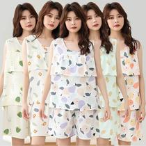 Anti-bulge pajamas for women 2024 new summer plus size vest shorts two-piece mothers home clothes set