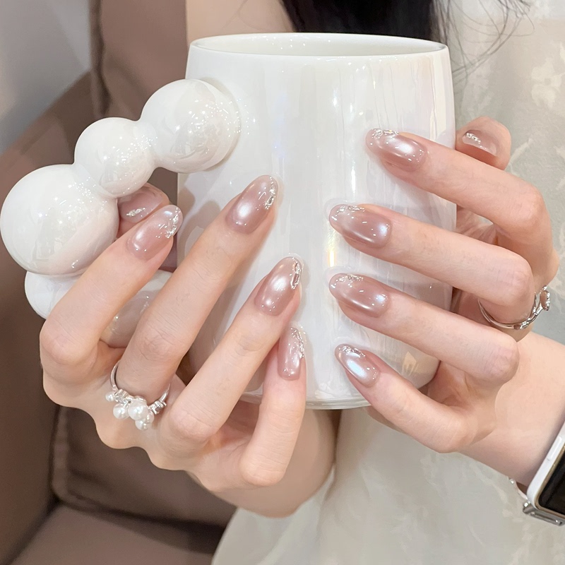 Ks Wearable Nails Short Nail Stickers 2026 New High-End Light-Chasing Cat Eye Handmade Nail Art Nude Color Nail Tips Ks Wearable Nails Short Nail Stickers 2026 New High-End Light-Chasing Cat Eye Handmade Nail Art Nude Color Nail Tips