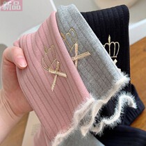 New Balabala Girls Spring and Autumn Leggings 2024 Autumn and Winter Baby Warm Autumn Clothing Childrens Velvet Thickening