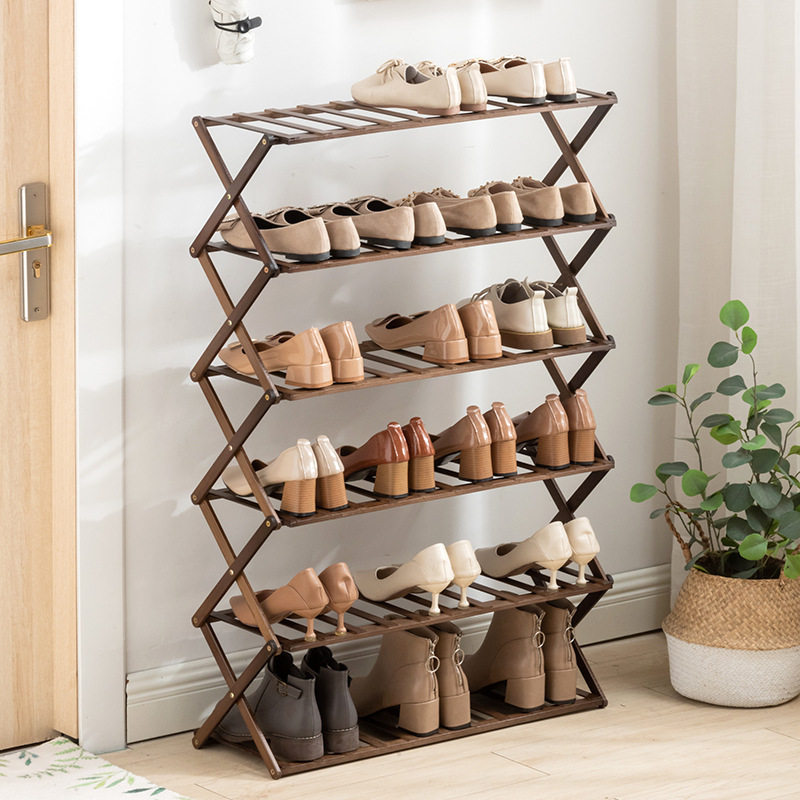 Nanzhu Economy Shelf Home Portable storage tier shelf floor European-style support free of installation of folding shoe shelves