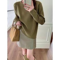 New ready-made quick-release bottoming sweater inner top for women designed with curled round neck slimming versatile solid color high quality