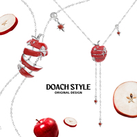 DOACH Apple Slice Necklace for Women Red Apple Pendant Necklace Niche Design High-end Sweet and Cool Clavicle Chain