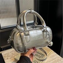 Hand-carrying shiny high-end bowling bag new fashion shoulder bag Korean version trendy and versatile cross-body bag for women