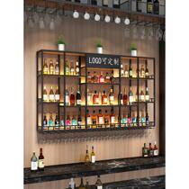 Bar simple wall-mounted wine rack restaurant wall-mounted wine cabinet bar hanging iron wine rack display rack customization
