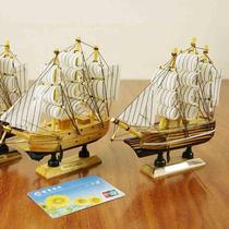 16CM solid wood sailboat Mediterranean style sailboat housewarming gift handmade wooden crafts ornaments