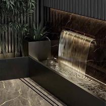 Stainless steel waterfall outlet courtyard water curtain wall flow channel water feature wall drain outlet flow board waterfall water feature wall