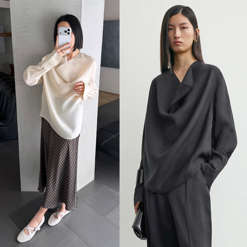The Elegance of Light and Slow Twisting. It Would Be Strange Not to Buy It~Tt Tencel Linen Swing Collar Long-Sleeved Shirt Top 31