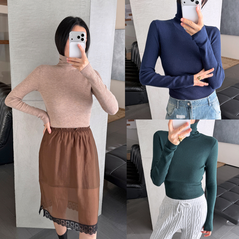 Wool and Silk, Super Soft and Super Stretchy, 3 Colors, Good for Layering ~ Retail Price 1890, High-Neck Ribbed Base Layer Shirt 3