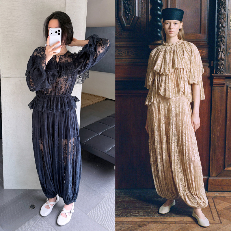 The Whole Series Is a Hit! Se@ Poster-Style Full Lace Top, Style Shirt 26/Balloon Pants 49