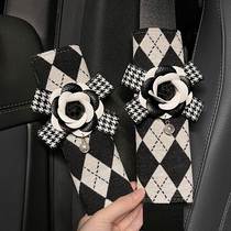 Seat Belt Shoulder Cover Cute Four Seasons Houndstooth Goddess High-end Car Seat Belt Protective Cover Summer