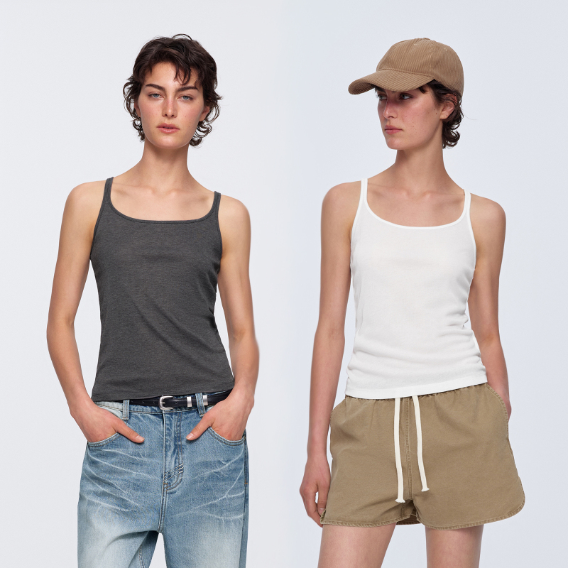 Hua Jiyuan [Basic Series] Tencel Blend U-Neck Cutout Design Slim Fit Camisole Top for Women Summer