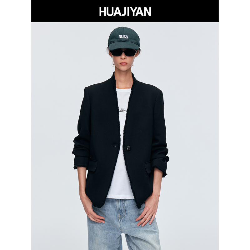 Hua Jiyuan [Melbourne] 100% Wool Handmade Raw Edge Loose Shoulder-Padded Blazer, Autumn 2026