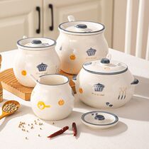 Ceramic lard jar household high temperature resistant 2023 new large spoon lid integrated oil spicy jar kitchen seasoning jar