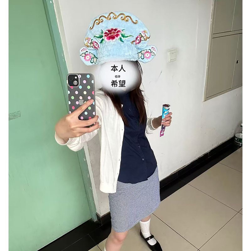 Fun and Quirky Blue Ancient-Style Hair Drying Cap for Home Use, Popular Quick-Dry Hair Towel, New and Cute