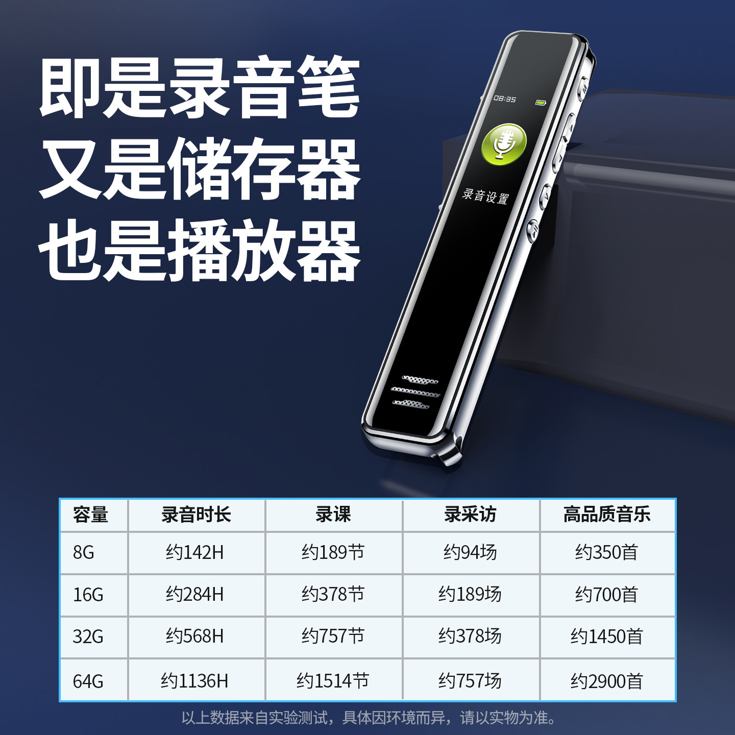 Recording Pen, Small and Portable, Professional High-Definition Noise Reduction, Long Standby, Voice-To-Text Translation Tool for Students in Class
