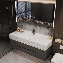Baishiden Slate Hot-Bent Integrated Basin Bathroom Cabinet Combination Bathroom Washbasin Washbasin Cabinet Combination