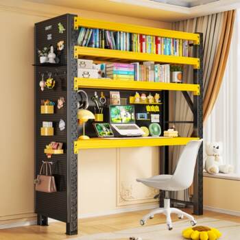 Shelf computer desk desk bookshelf integrated rental room lift table with hole board storage rack home study table