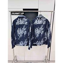 (Fashion big brand) Mens denim jacket Mens new all-over printed denim jacket deconstructed stitching all-over printed jacquard