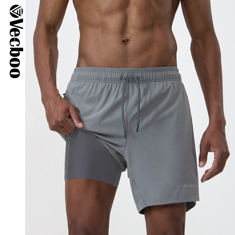 Быстросохнущие спортивные шорты Vecboo, мужская внутренняя подкладка, штаны для фитнеса, штаны для бега, штаны для бадминтона, четырехточечные теннисные шорты