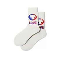 New socks for men and women trendy Korean style cartoon letter mid-tube socks spring and summer thin style sports socks that must pass the exam