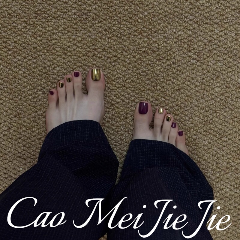 Super White Handmade Wearable Nails Magic Mirror Gold Toenails Blackcurrant Grape Purple Pregnant Women's Toenail Patch