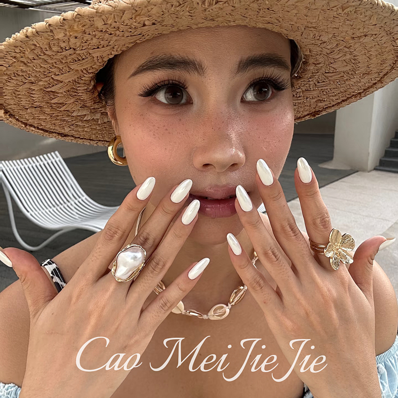 Purely Handmade Wearable Nails, High-Gloss Pearl White Wearable Nails, Hailey Manicure, White Aurora Single Color, High-End Brightening Pure Color Purely Handmade Wearable Nails, High-Gloss Pearl White Wearable Nails, Hailey Manicure, White Aurora Single Color, High-End Brightening Pure Color