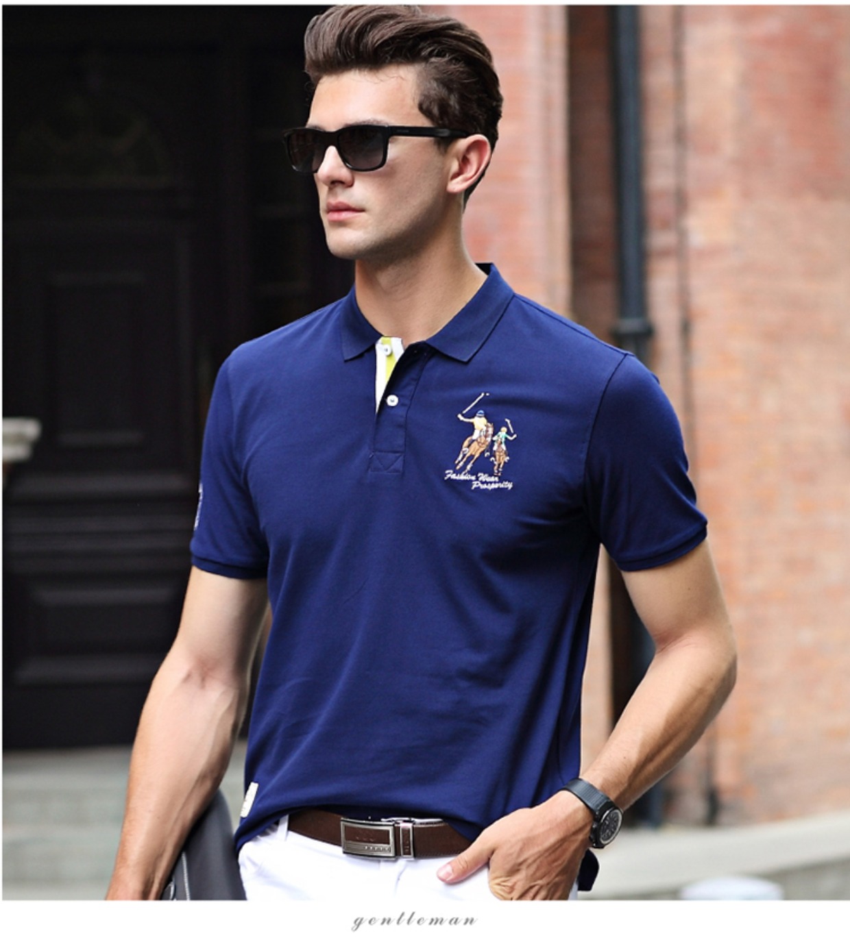 Mùa hè áo dài bằng vải cotton kẻ sọc tay ngắn tay nam băng lụa áo thun size lớn cộng với cổ áo nửa người nửa tay áo polo t đất áo thun thể thao nam
