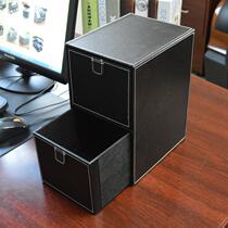 Meishang Creative Leather CD Storage Box Two Drawer DVD Disc Organizing Cabinet High-End Desktop Storage Box