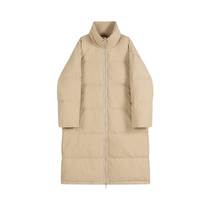 Long over-the-knee thickened down jacket for women 2024 autumn and winter new style loose Korean style stand-up collar design niche jacket