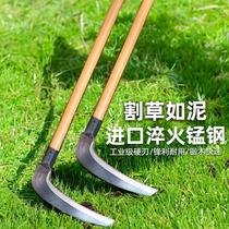 New German long-handled sickle manganese steel imported hoeing and cutting grass long pole mowing sickle grass cutting cheap knife tool express shortage