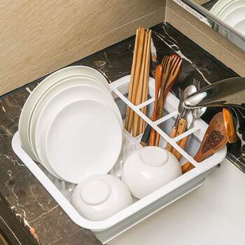 T kitchen tabletop multi-function large folding drain dish rack household tableware storage rack thickened plastic