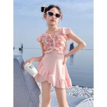 Girls summer one-piece swimsuit 2024 new childrens professional training swimsuit bottoms girls parent-child fashionable swimwear