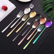 Dessert Spoon Stainless Steel Fruit Fork Long Handle INS