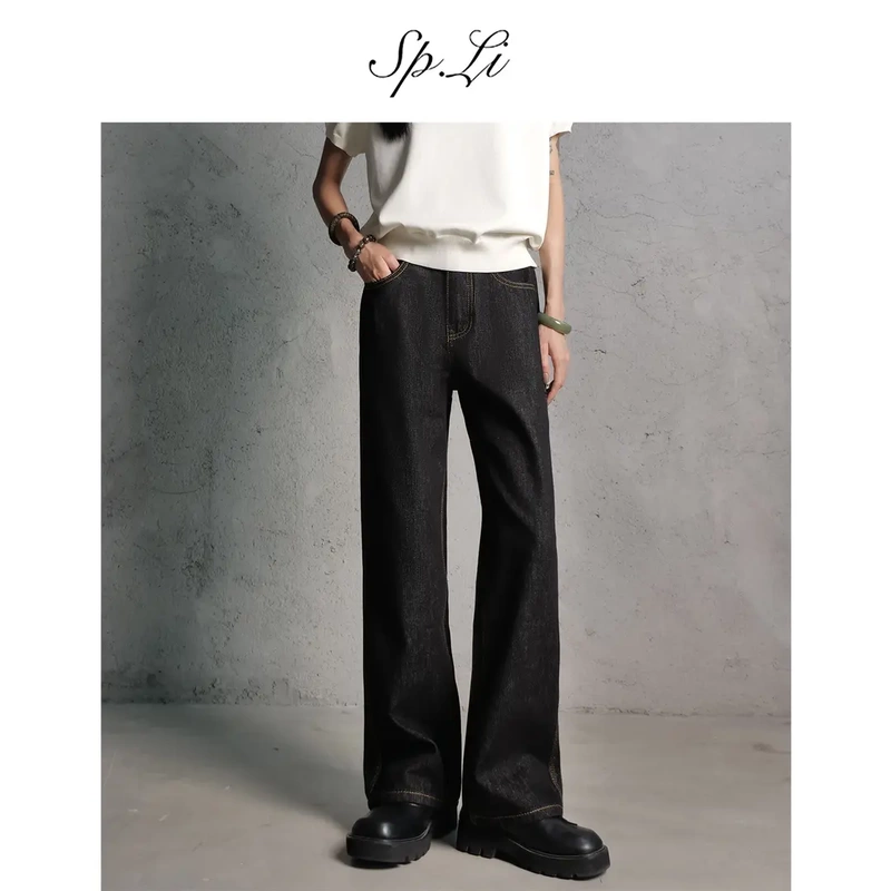 Spli【Three Needle】Ultra-Luxury Heavy-Duty Genuine Leather Four-Season Loose Casual Pants American High Street Straight-Leg Jeans for Men Spli【Three Needle】Ultra-Luxury Heavy-Duty Genuine Leather Four-Season Loose Casual Pants American High Street Straight-Leg Jeans for Men