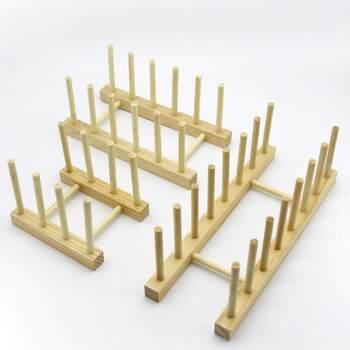 Wooden kitchen kitchenware drain rack wine tea cup bookshelf wooden dish plate storage rack manufacturer ready stock