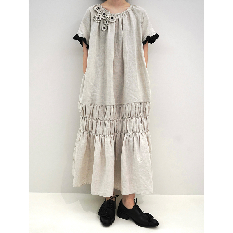 Several Issues X Clearance Sale: Ni Ni's Same Style, Rain Dew Linen Long Dress, Niche Handmade Clothing, Handmade Botanical Dress