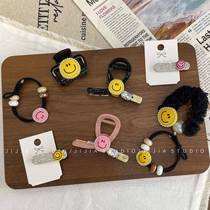 Korean style colorful smiley face ponytail clip sweet pink cute shark clip on the back of the head high-end hair clip hair accessory