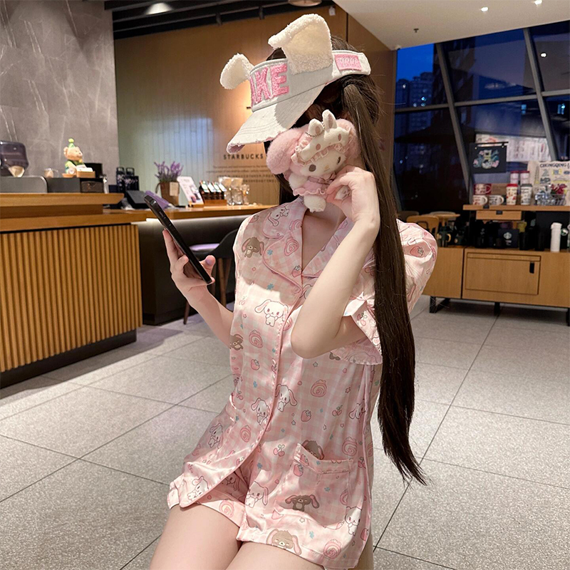 デザートラビットの美しい2025年新作アイスシルクパジャマレディース夏薄手半袖ホームウェアセットとしても着用可能