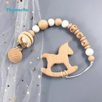 Pacifier chain name customized pacifier chain to prevent falling off log style silicone beads Trojan baby wooden teether