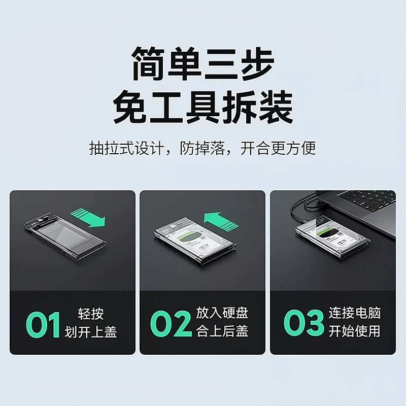 2.5inch Mobile Hard Drive Enclosure Usb3.0 Laptop Type-C Mechanical Sata Solid-State External Ssd Universal