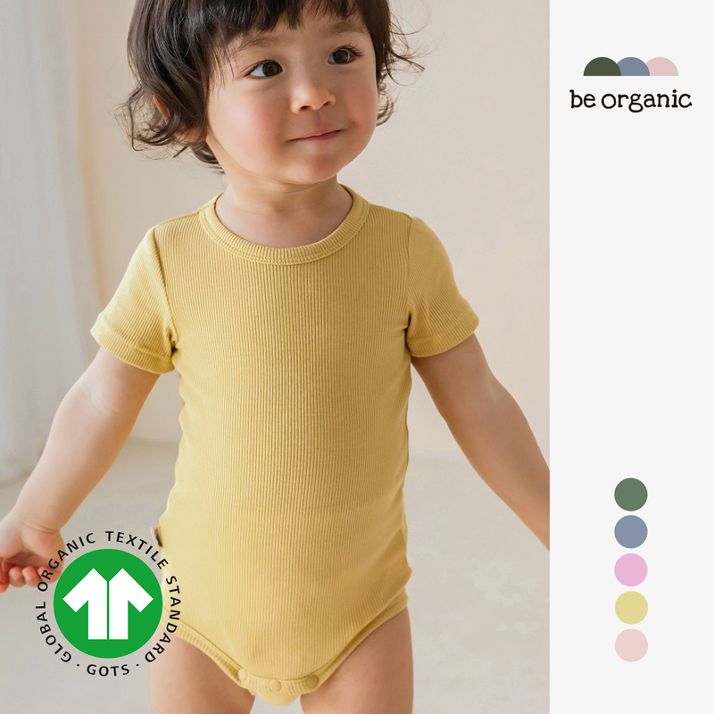Be Organic【Ribbed Short-Sleeve Bodysuit】Gots Certified Organic Cotton, Breathable, High Elasticity, Skin-Friendly Bodysuit Be Organic【Ribbed Short-Sleeve Bodysuit】Gots Certified Organic Cotton, Breathable, High Elasticity, Skin-Friendly Bodysuit