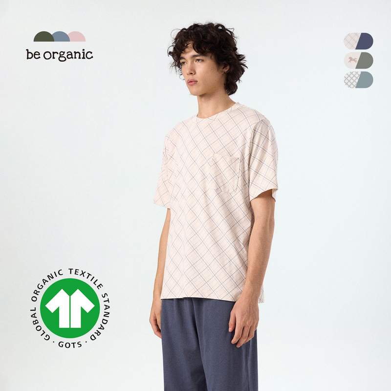 Be Organic【Men's Homewear Set】Gots Organic Cotton Loose and Comfortable Casual Homewear New